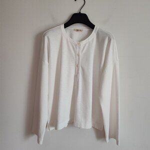 Ladies SZ S Madewell White Henley Long-Sleeve T-Shirt